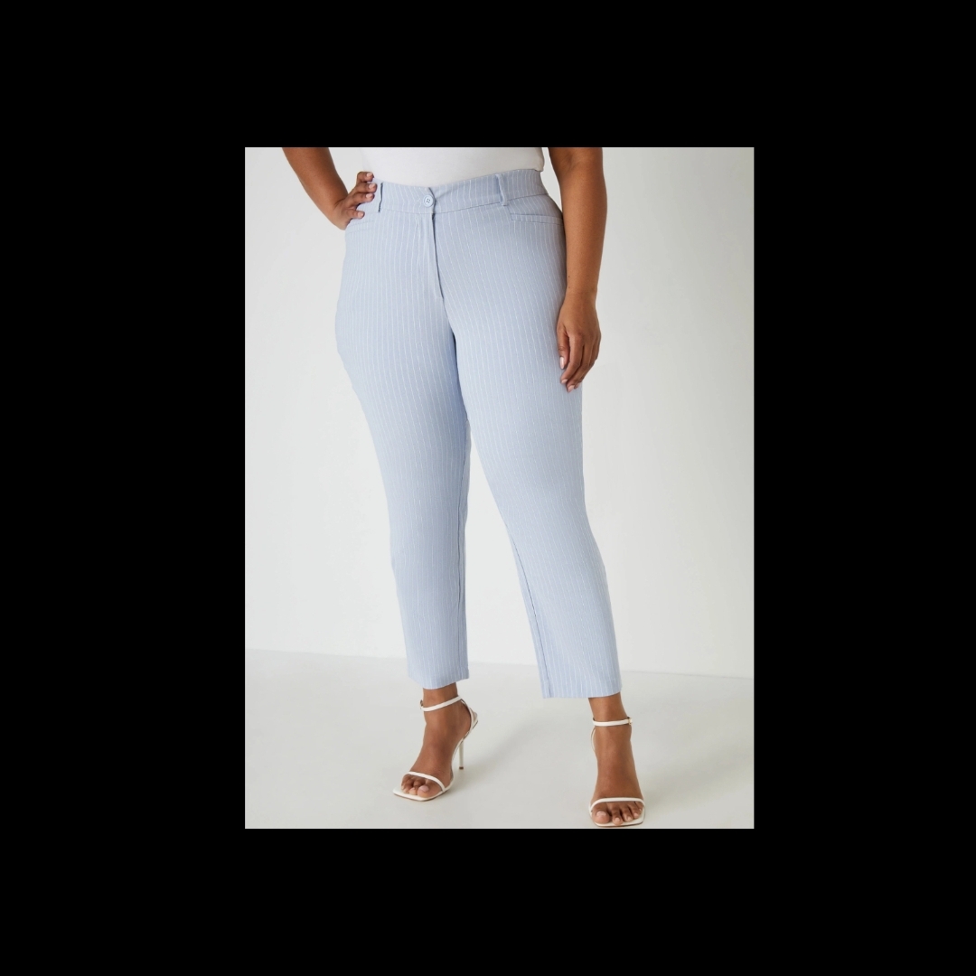 Ashley Stewart Brand New Light Blue Striped Ankle Pants Sz 16 Ashley Stewart Brand New Light Blue Striped Ankle Pants Sz 16